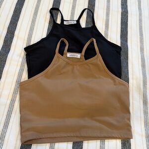 Women's Black and Brown Tank Tops